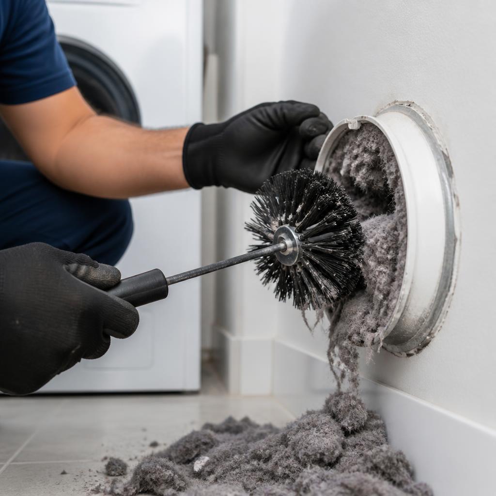 Removing heavy lint buildup from a clogged dryer vent